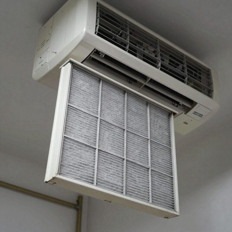 에어컨 필터에 쌓인 먼지 모습