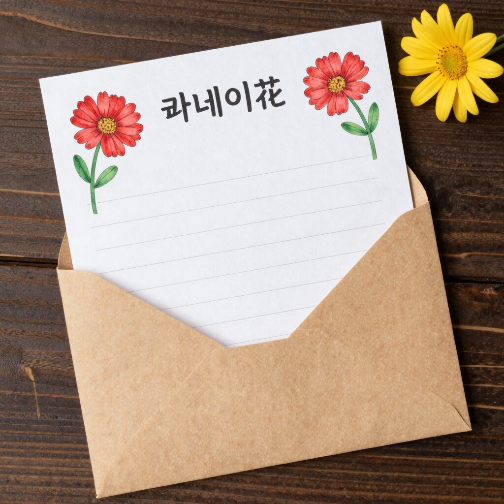 카네이션 편지지 완성본과 봉투