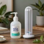 다이소 전자 모기향 액상형 리필액과 전기 모기채를 방 안에 세팅한 사진