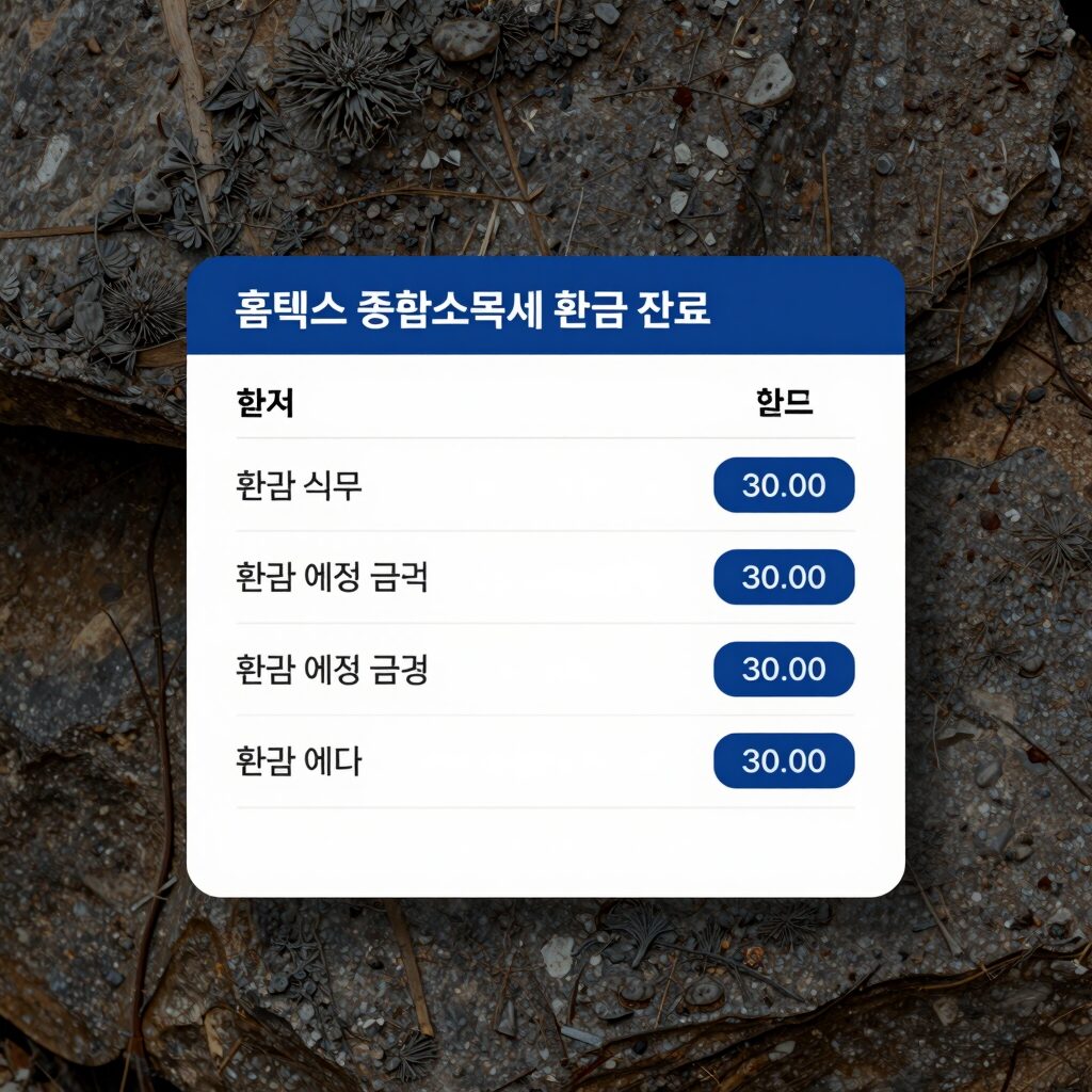 홈택스 종합소득세 환급 조회 화면에서 환급 예정 금액을 확인하는 모습