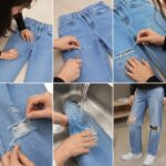 청바지 셀프 리폼 찢는법 작업 과정