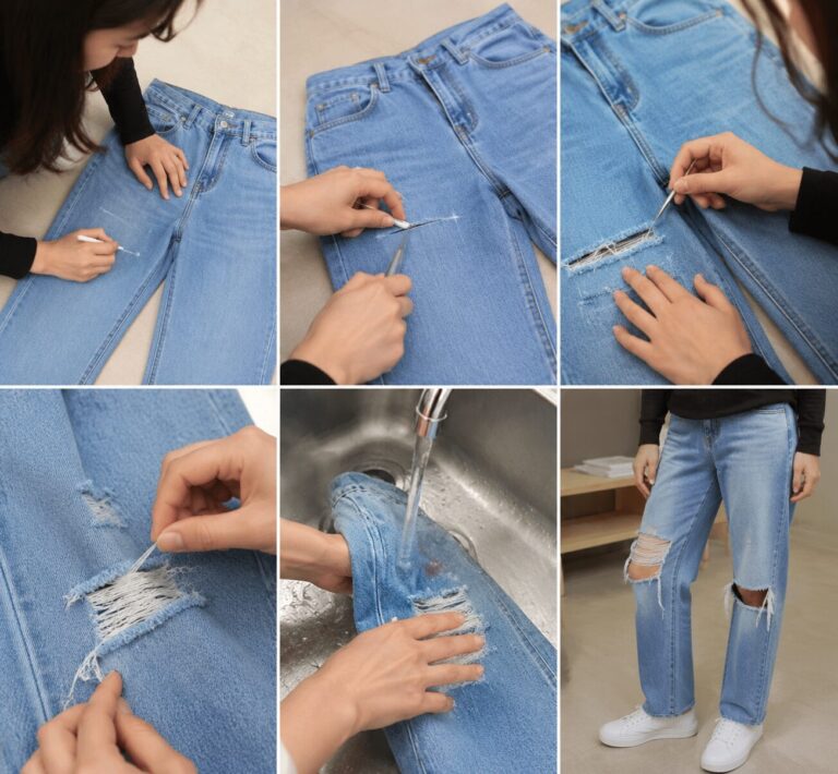청바지 셀프 리폼 찢는법 작업 과정