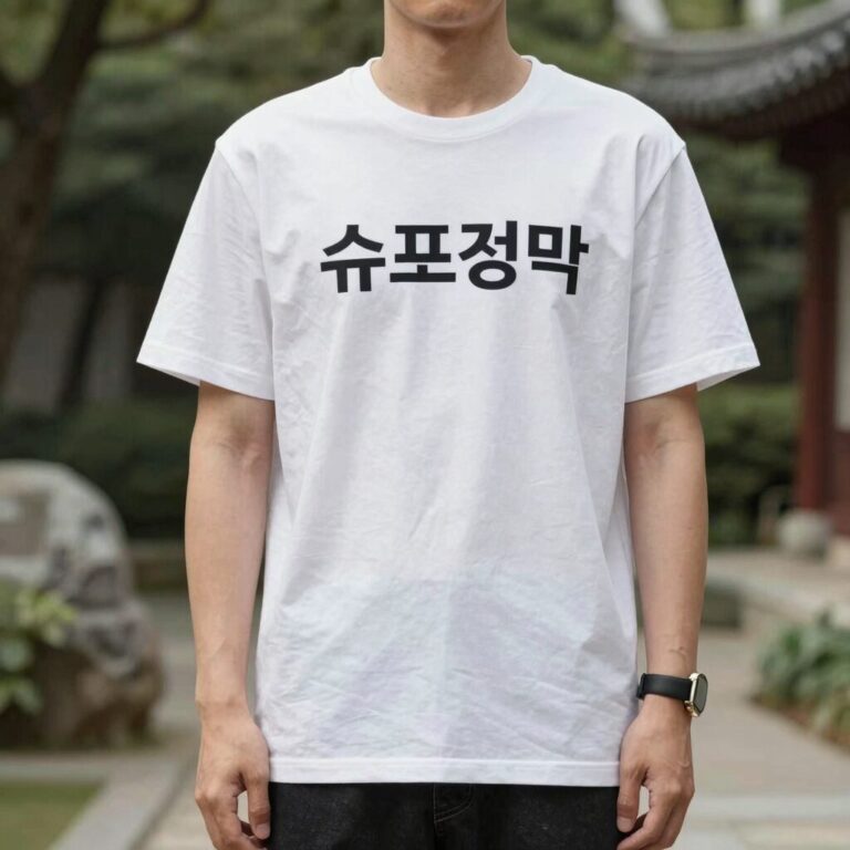 슈프림 스몰박스 반팔티 사이즈 측정 모습