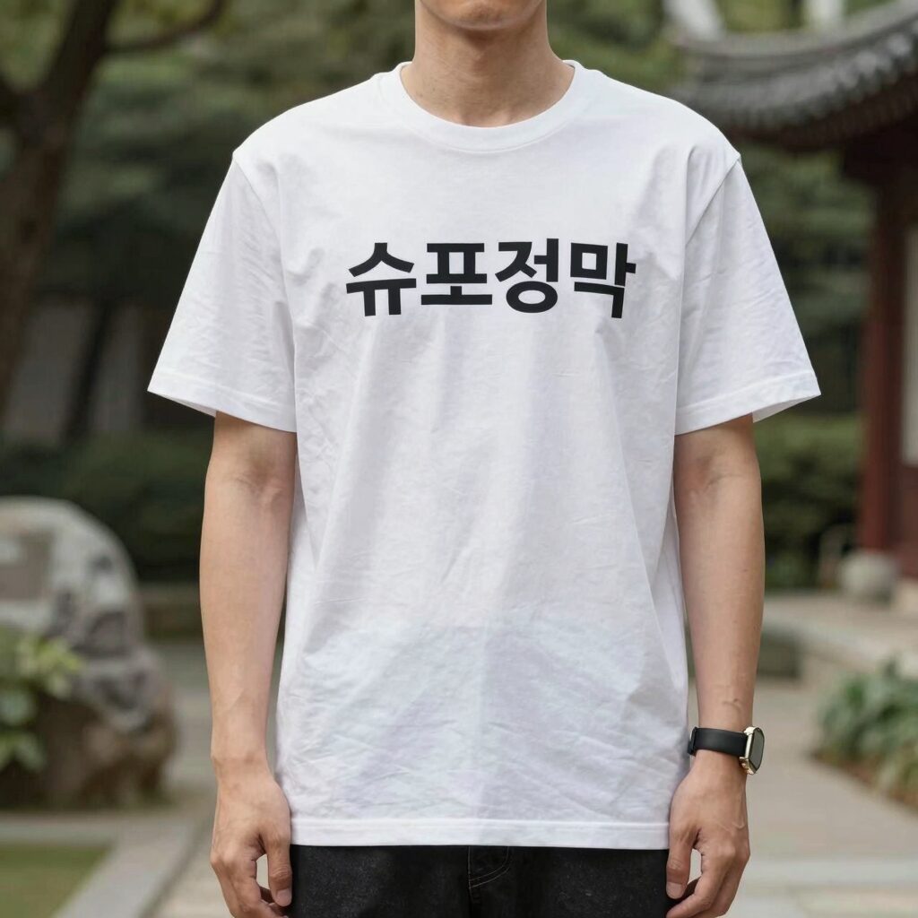 슈프림 스몰박스 반팔티 사이즈 측정 모습