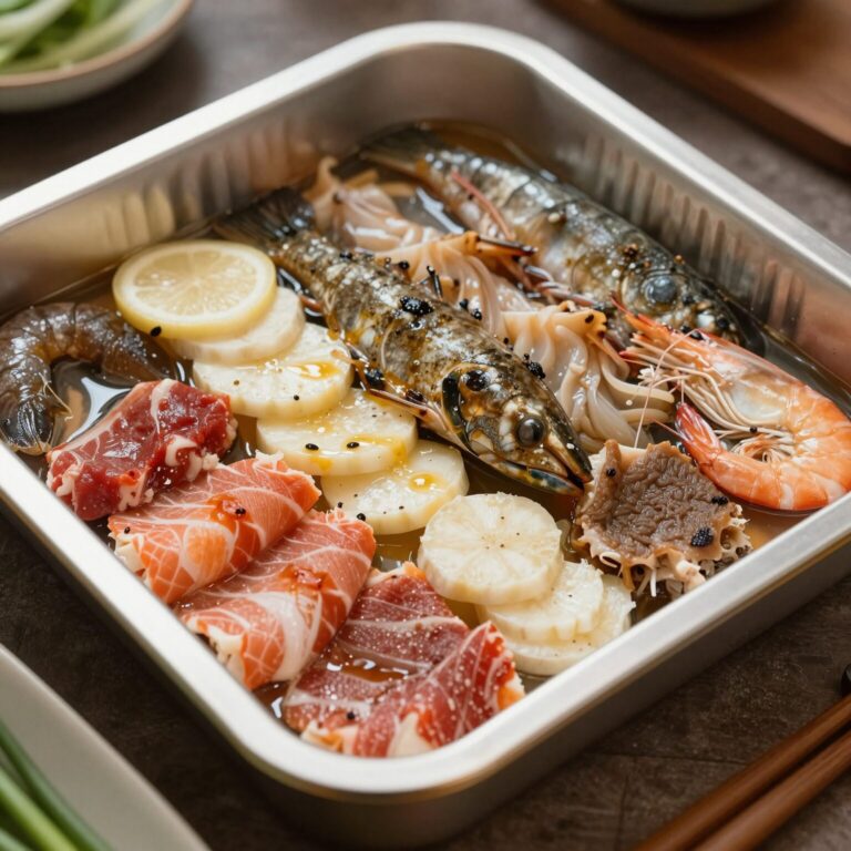 장안동 대명수산의 신선한 하모 샤브샤브 접시
