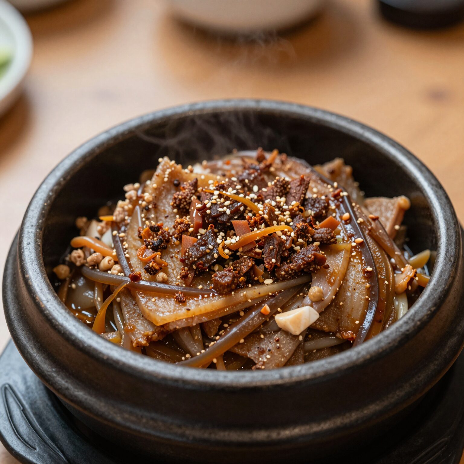중곡동 가마솥영양탕의 옻삼계탕과 삼계탕이 나란히 놓인 테이블 사진
